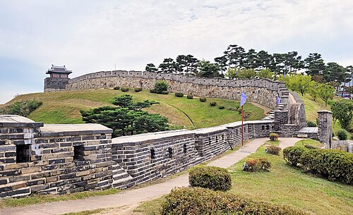Hwaseong Fortress of Suwon, built in 1796. This is a city wall.
