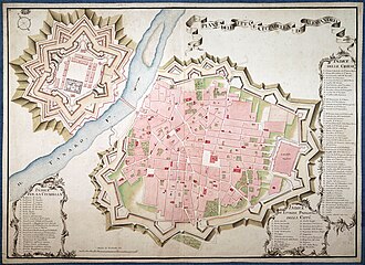 Alessandria in a map from the 18th century.