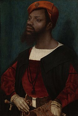 Portrait of an African Man, c. 1525–1530. The insignia on his hat alludes to possible Spanish or Portuguese origins.