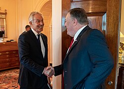 Blair with US secretary of state Mike Pompeo at the US Department of State in Washington, D.C., 2019