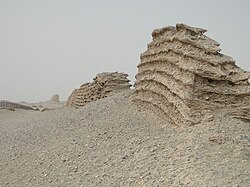 Remnants of the Great Wall of China in the Gobi Desert