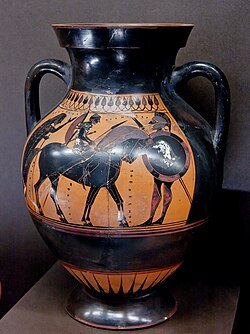 Warrior's departure; an Athenian amphora dated 550–540 BC