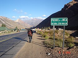 Route 7 at Puente del Inca near the border.