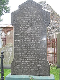Col. Mayne's gravestone at Movilla Abbey in Newtownards, Co. Down
