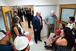 President Trump and Senator John Cornyn while they are visiting survivors of the 2019 El Paso shooting, which was an anti-Latino terrorist attack in El Paso, Texas