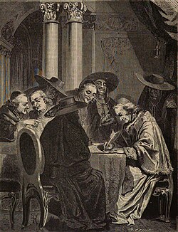Clement XIV signs the Jesuits' bull of abolition. Franz Kollarž, c. 1868