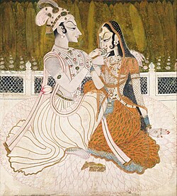 Krishna and Radha, might be the work of Nihâl Chand, master of Kishangarh school of Rajput Painting