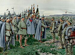 The Emperor presents the Iron Cross to the Heroes of Novogeorgievsk (painting by Ernst Zimmer).
