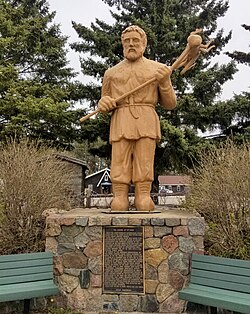 A sculpture of St. Urho in Menahga, Minnesota, in 2020.