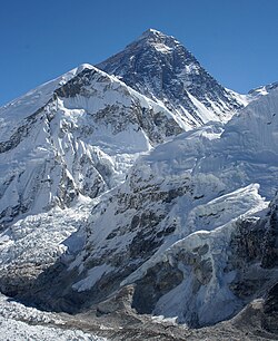 Mount Everest, the highest peak on Earth, lies on the Nepal–China border.