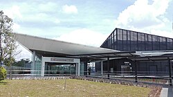 Entrance A of the Tun Razak Exchange MRT station. The station is designed to look more business-friendly, located in and named after a new financial district under development, TRX.