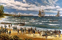 Continental Marines participating in the raid of Nassau in March 1776