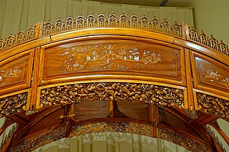 Detail of a Chinese moon-gate bed from circa 1876