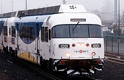 FRA compliant Colorado Railcar DMU of WES Commuter Rail.