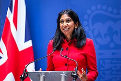 Home Secretary Suella Bravemen gives her first address to staff at 2 Marsham Street.