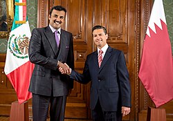 Emir of Qatar in the Mexican Palacio Nacional