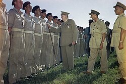 Winston Churchill inspecting the regiment at Loreto, Italy, 25 August 1944