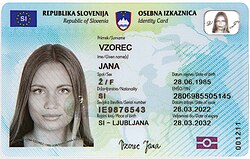 Slovenian identity card (front)