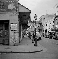 A picture of the well known Bourbon Street in Downtown New Orleans in 1941.