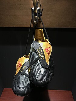 Developer of the "knuckle ball" technique at free-kicks, Juninho's Adidas boots in a museum