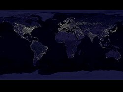 A composite image of artificial light emissions from Earth at night