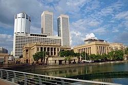 The World Trade Center in Colombo. Presidential Secretariat, Bank of Ceylon and Galadari Hotel are also visible in the image.