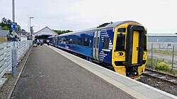 A passenger train at the station