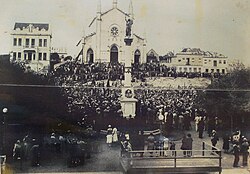 The Cathedral overlooking Dante Alighieri Square, at the laying of the cornerstone for a monument to the Duke of Caxias, 1933