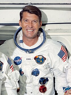Wally Schirra, one of the earliest NASA astronauts to enter into space (1962), taking part in the Mercury Seven program and later Gemini and Apollo programs