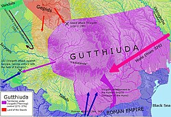 Gutthiuda, or the land of the Gothic-speaking Thervingi, and the neighbouring tribes (370s AD)