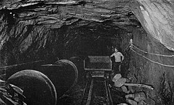 Unlined rock section of the tunnel, c. 1892