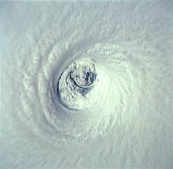 Mesovortices visible in the eye of Hurricane Emilia in 1994