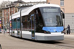 Avenio M tram number 67 in Willy-Brandt-Platz.