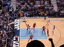 The Utah Jazz playing against the Houston Rockets