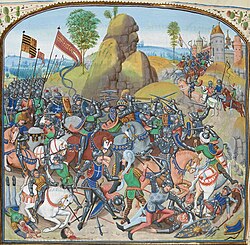 Miniature from Jean Froissart Chronicles depicting the Battle of Montiel (Castilian Civil War, in the Hundred Years' War)
