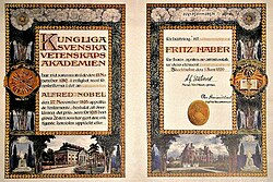A heavily decorated paper with the name "Fritz Haber" on it.