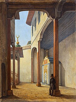 Alexander Pushkin in Bakhchisaray Palace. Painting by Grigory Chernetsov