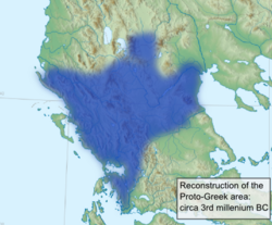 Proto-Greek-speaking area according to linguist Vladimir I. Georgiev