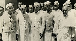 Nehru and the Congress party members of his interim government after being sworn in by the Viceroy, Lord Wavell, 2 September 1946