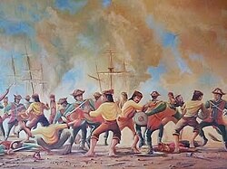 Scene from the Castilian War (1578–1580) as Brunei defended its sovereignty against European expansion