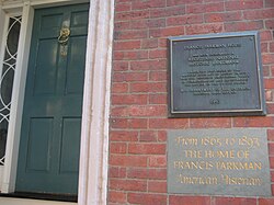 These historical markers indicate the location of Francis Parkman House, a National Historic Landmark on Beacon Hill in Boston, Massachusetts.
