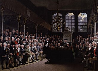 William Pitt the Younger addressing the Commons in The House of Commons, 1793–94 by Anton Hickel