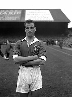 John Charles on international duty for Wales, against Scotland, 1954