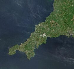 Satellite image of Cornwall
