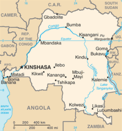 A map of the Democratic Republic of the Congo