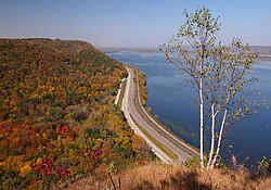Route 61 along the Mississippi River from Minnesota's John A. Latsch State Park