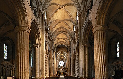 The nave of Durham Cathedral in England