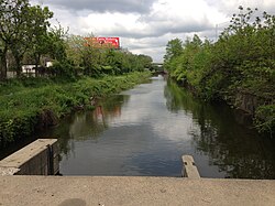 Delaware and Raritan Canal flowing under Mulberry St.