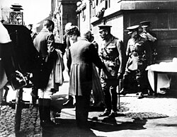 King George V and Queen Mary on a visit to the Corah factory in 1919