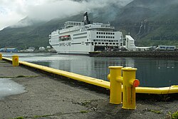 Norröna ferry in Seyðisfjorður, bound to the Faroe Islands and Denmark